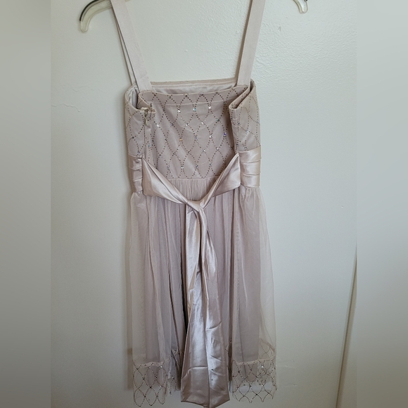 Dress Barn Pink Gold Dress Ribbon, Sequins, Rhinestones, Tulle Size 8 Petite - Picture 9 of 12